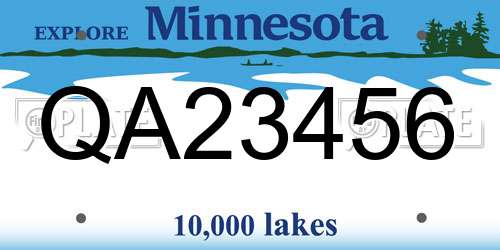 QA23456 Minnesota License Plate