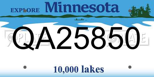 QA25850 Minnesota License Plate