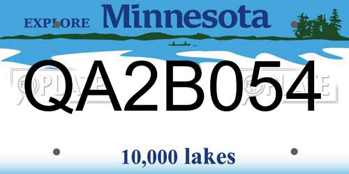 QA2B054 Minnesota License Plate
