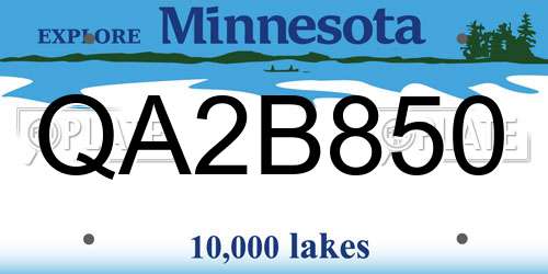 QA2B850 Minnesota License Plate