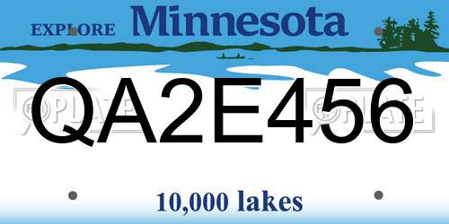 QA2E456 Minnesota License Plate