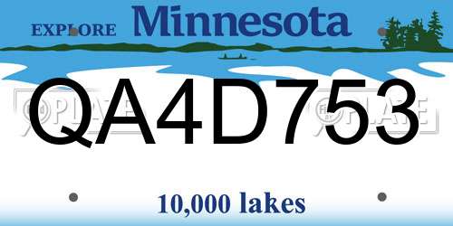 QA4D753 Minnesota License Plate