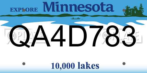 QA4D783 Minnesota License Plate