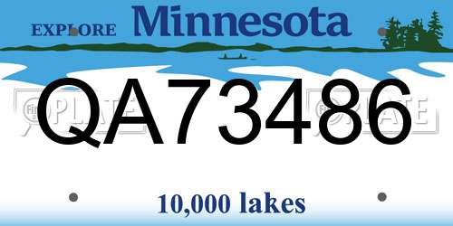 QA73486 Minnesota License Plate