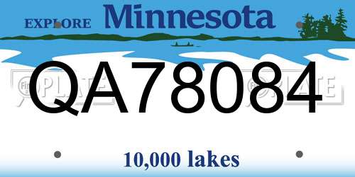 QA78084 Minnesota License Plate