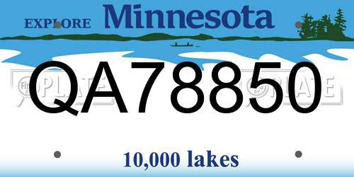 QA78850 Minnesota License Plate