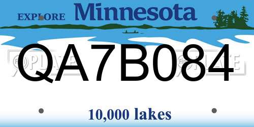 QA7B084 Minnesota License Plate