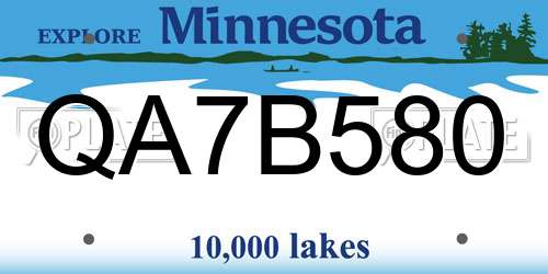 QA7B580 Minnesota License Plate