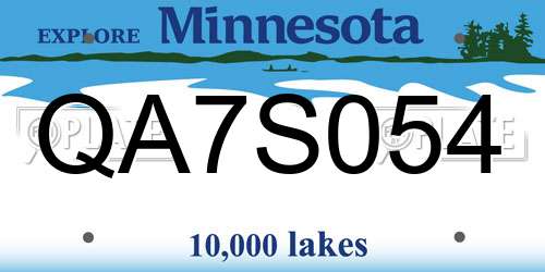 QA7S054 Minnesota License Plate