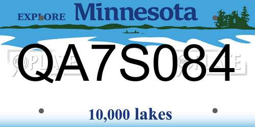 QA7S084 Minnesota License Plate