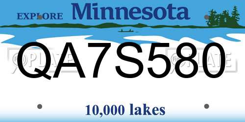 QA7S580 Minnesota License Plate