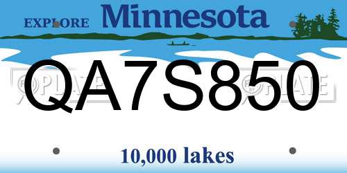 QA7S850 Minnesota License Plate
