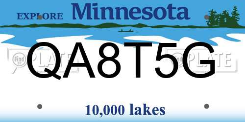 QA8T5G Minnesota License Plate