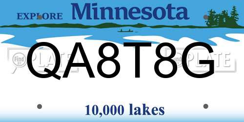 QA8T8G Minnesota License Plate