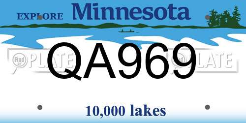 QA969 Minnesota License Plate