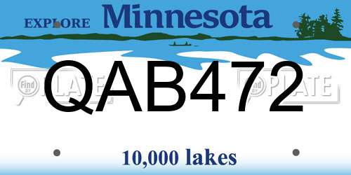 QAB472 Minnesota License Plate