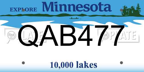 QAB477 Minnesota License Plate