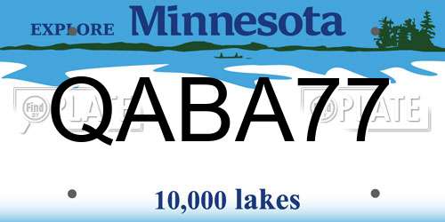 QABA77 Minnesota License Plate