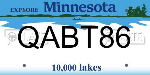 QABT86 Minnesota License Plate