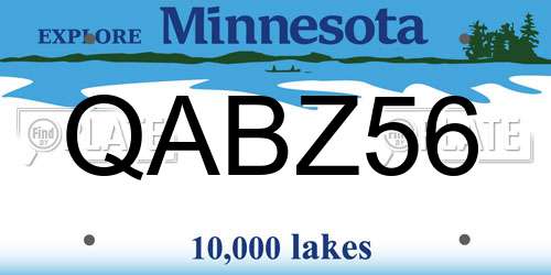 QABZ56 Minnesota License Plate
