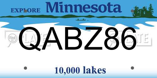 QABZ86 Minnesota License Plate