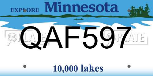 QAF597 Minnesota License Plate