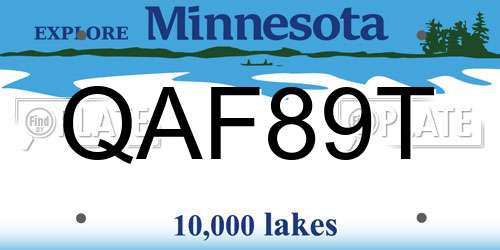 QAF89T Minnesota License Plate