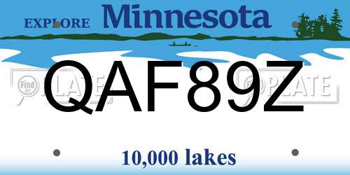 QAF89Z Minnesota License Plate