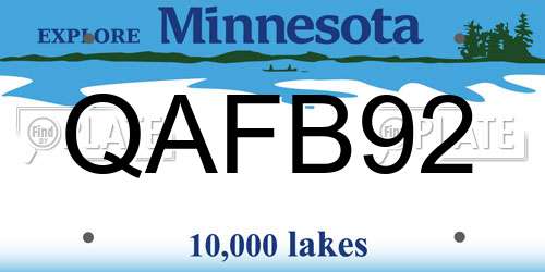 QAFB92 Minnesota License Plate