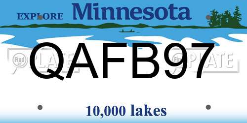 QAFB97 Minnesota License Plate