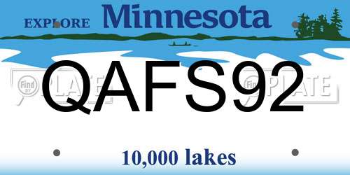 QAFS92 Minnesota License Plate
