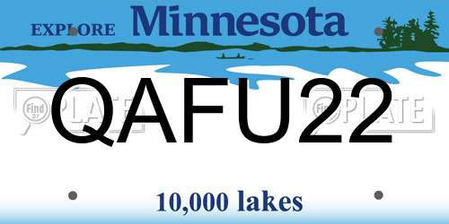 QAFU22 Minnesota License Plate