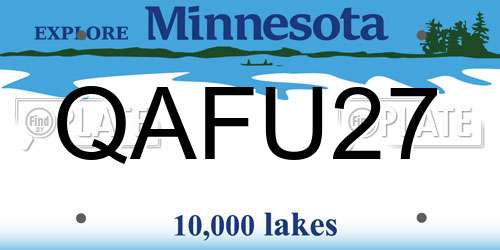 QAFU27 Minnesota License Plate