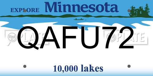 QAFU72 Minnesota License Plate