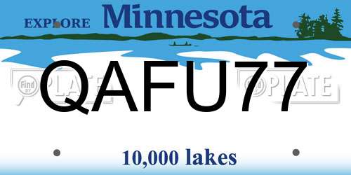 QAFU77 Minnesota License Plate