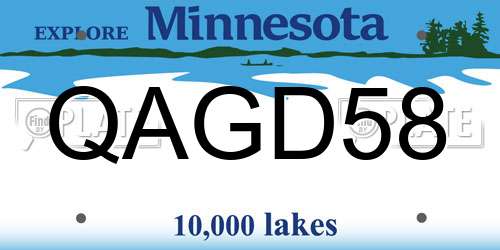 QAGD58 Minnesota License Plate