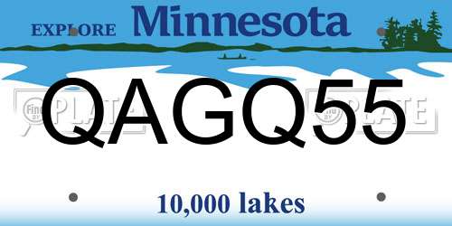QAGQ55 Minnesota License Plate