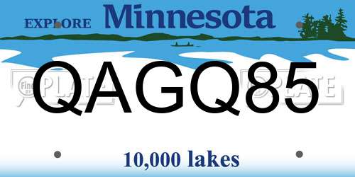 QAGQ85 Minnesota License Plate