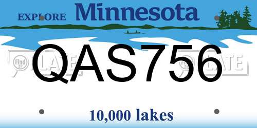 QAS756 Minnesota License Plate