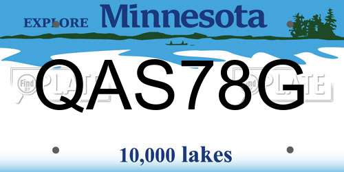 QAS78G Minnesota License Plate