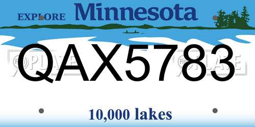 QAX5783 Minnesota License Plate