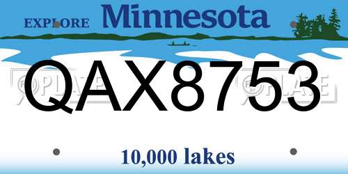 QAX8753 Minnesota License Plate