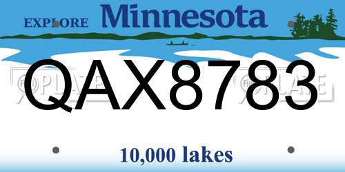 QAX8783 Minnesota License Plate