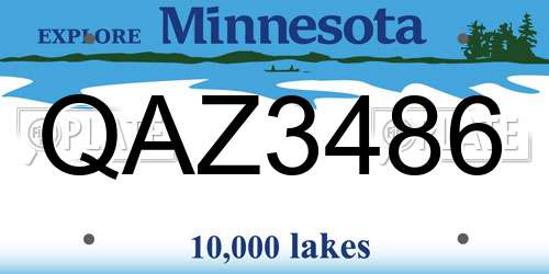 QAZ3486 Minnesota License Plate