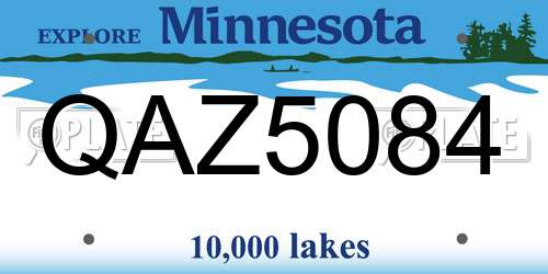 QAZ5084 Minnesota License Plate