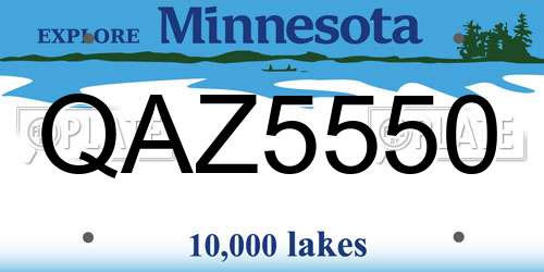 QAZ5550 Minnesota License Plate