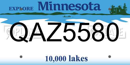 QAZ5580 Minnesota License Plate