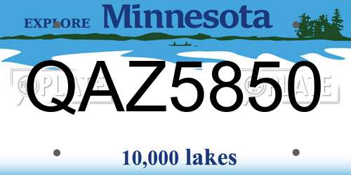 QAZ5850 Minnesota License Plate