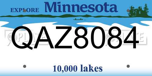 QAZ8084 Minnesota License Plate