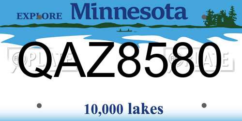 QAZ8580 Minnesota License Plate
